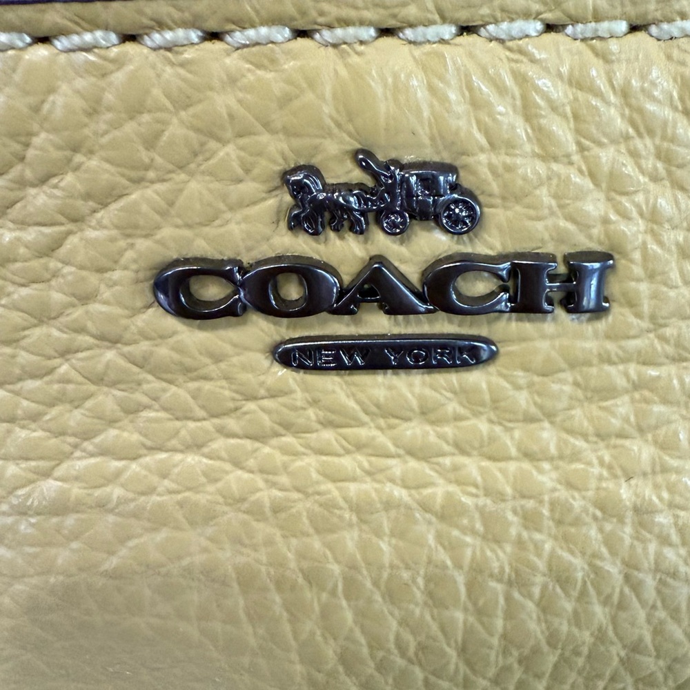 Coach Andi Mini Backpack Yellow Purse 2 way Handbag Daypack Pebbled Leather Tote - Picture 12 of 14